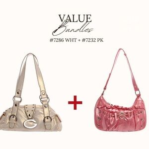 Stylish Beige and Pink Women's Handbag Set
